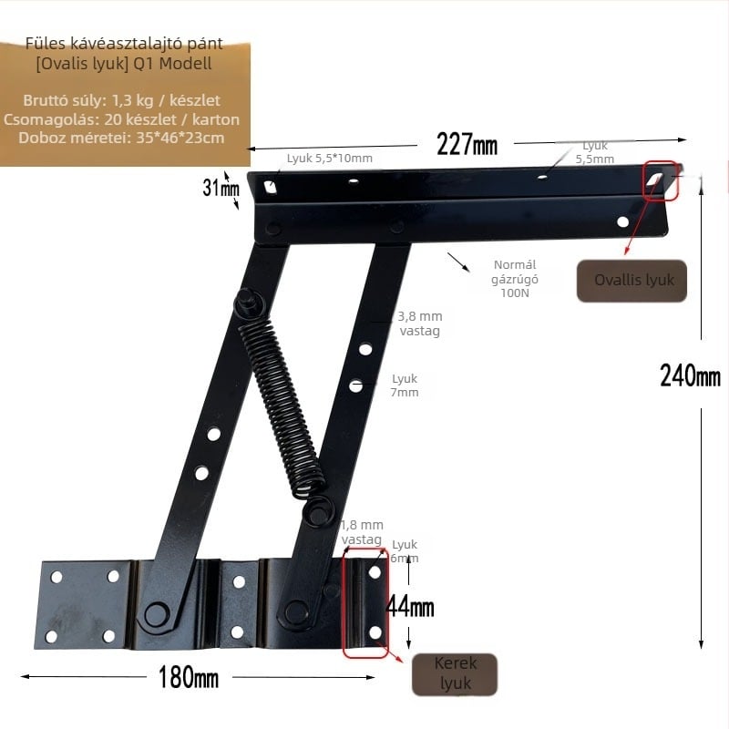 Kávéasztal zsanér – Vasból, Sztancolás és Fújásos felületkezelés, Állítható, Modern Minimalista Stílus