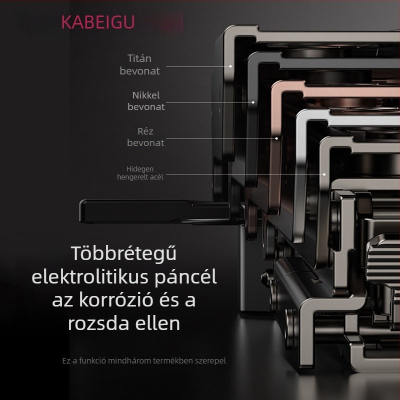 Gardrob ajtó pánt háromrészes csillapítóval és állítható hidraulikával, CG-T9 modell, hidegen hengerelt acél, 1 mm vastagság, elektroplazált bevonat