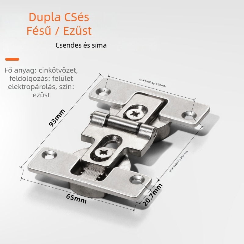 180°-os csuklóajtóhoz készült ötvözetből, cink-ötvözet, felületkezeléssel – szekrényekhez és összecsukható ajtókhoz
