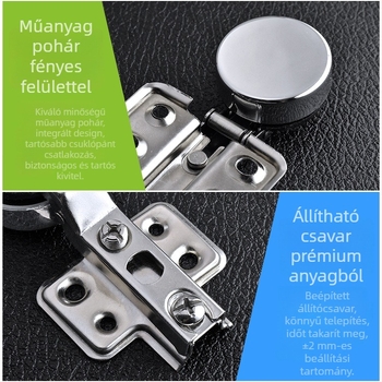 Megsbon üvegajtó csuklópánt, modern és minimalist stílus, anyag: hideg-hengerelt acél, modellek: teljes fedés / félig fedés / beépített