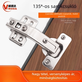 Szekrényajtó pánt, 135°-os, hideg hengerelt acélból, nagy szögű, elektroplakolt felület, puha zárás