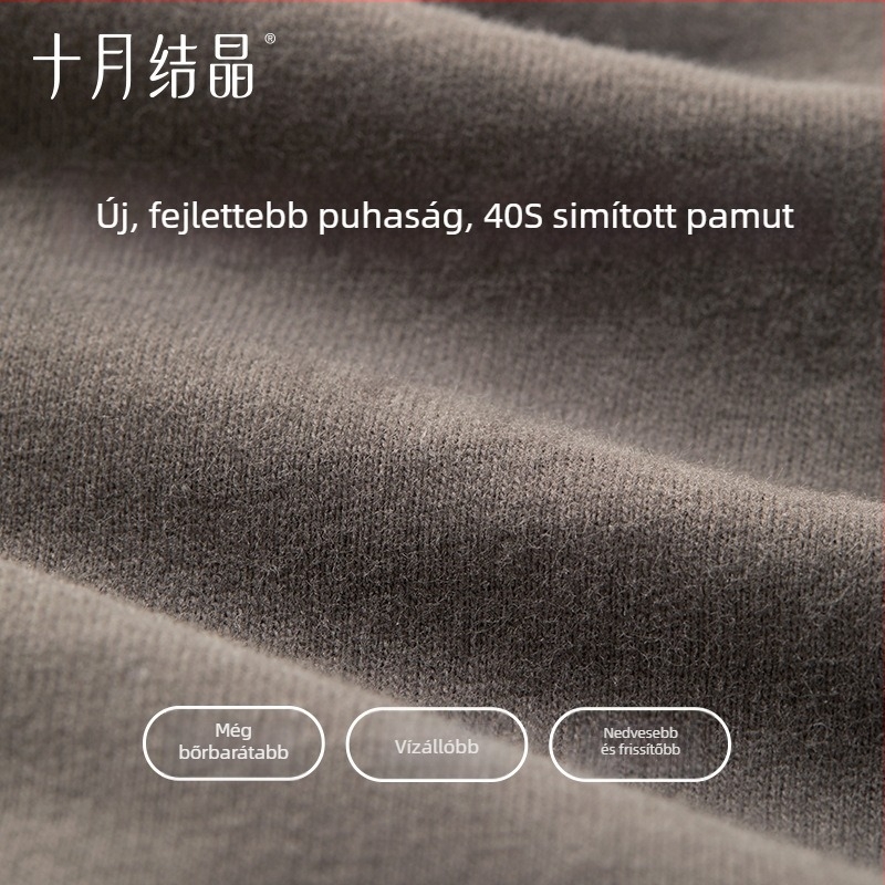 Kismama felső, 95%+ pamut, kerek nyakú, rövid ujjú, középmagas hosszúság 65–80 cm