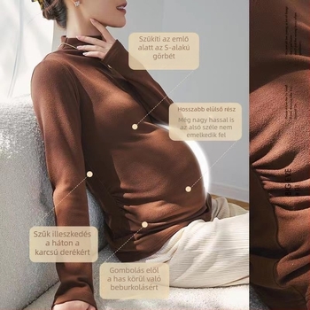 Kismama szett: chenille anyagú felső, hosszú ujjú, crop nadrág, poliészter 90–95%, őszi szezon