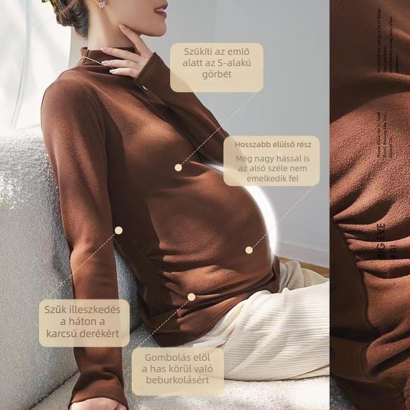 Kismama szett: chenille anyagú felső, hosszú ujjú, crop nadrág, poliészter 90–95%, őszi szezon