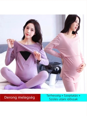 Kismama termosz szett De Rong anyagból – őszre-télre, hosszú ujjú, szoptatási nyílás, 90–95% poliészter, legfeljebb 30% spandex