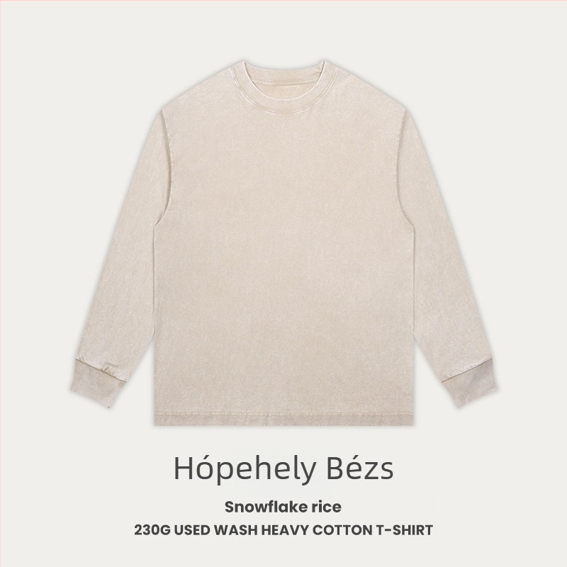 Retro pamut T-shirt, lazán szabott, hosszú raglán ujjakkal, kerek nyakú, 230 g combed cotton, 96%+ pamut