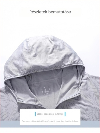 Hálós anyagú UV-védő dzseki (UPF50+; 100% poliészter; vékony anyag; kapucnival)