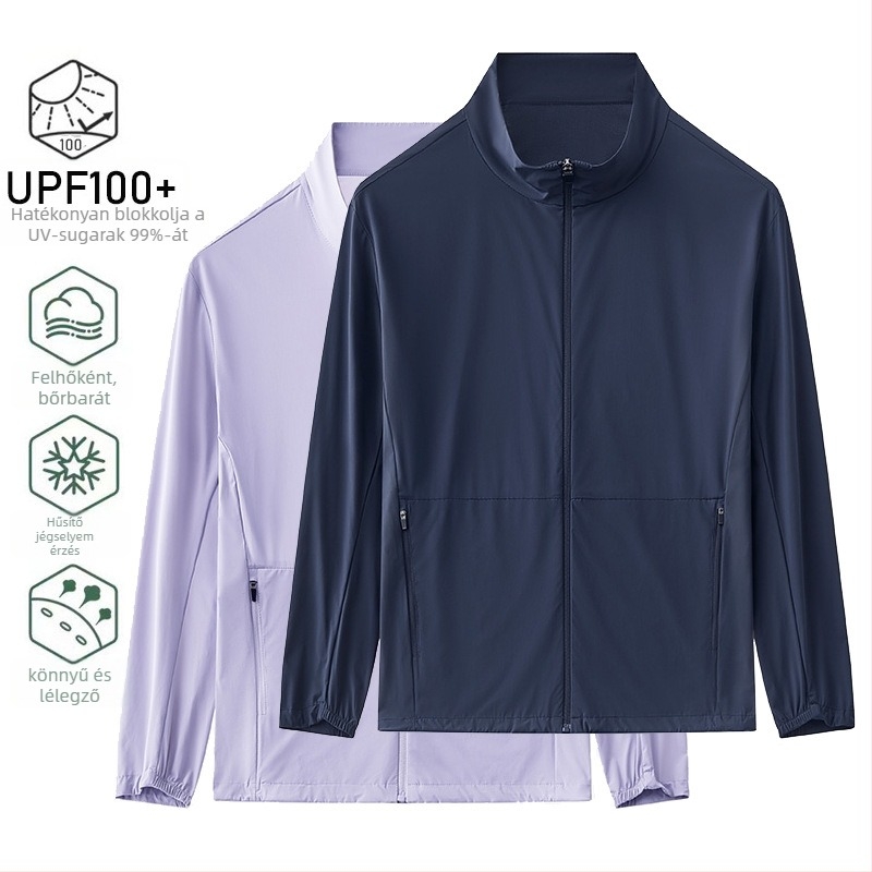 Nylon anyagú kültéri szélvédő kabát UPF50 UV-védelemmel, kapucnival, uniszex.