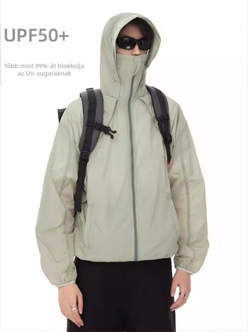 Napvédő kabát, poliészter anyag, 100% fő anyag, cipzár, oldalsó zsebek, nyár
