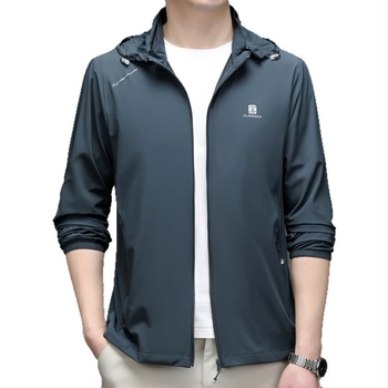 Férfi vékony Ice Silk napsugárvédő kapucnis kabát nyárra, nylon-keverék, 3D nyomtatás