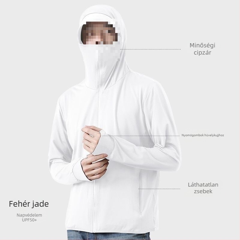 Férfiak számára kültéri UV-védett windbreaker – UPF50, fényes bevont anyag, kapucni nélküli, légáteresztő hálószövés, horgászathoz