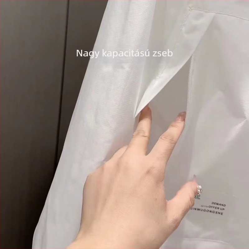 Tiniknek szóló kapucnis nyári kabát, laza szabású, poliészter-keverék
