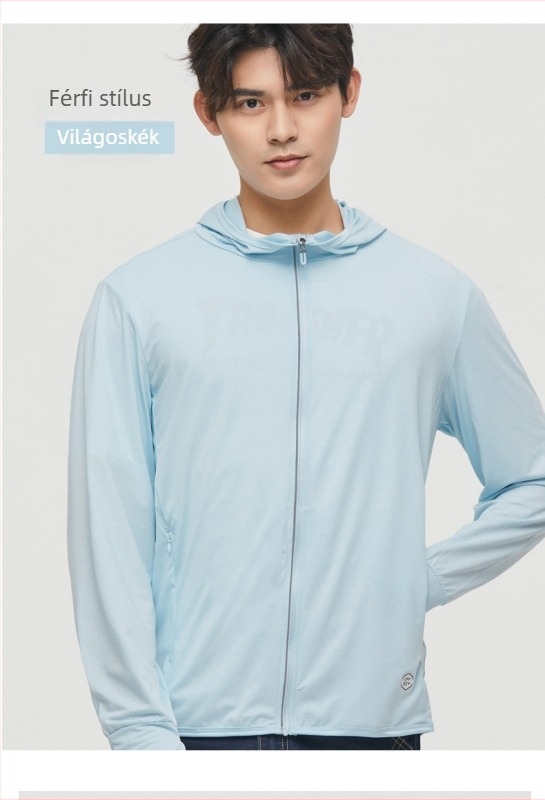 Uniszex Ice Silk UPF50+ kapucnis kültéri szélvédőkabát – hosszú ujjú, UV védelem