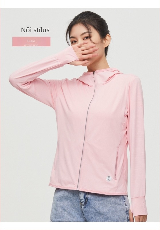 Uniszex Ice Silk UPF50+ kapucnis kültéri szélvédőkabát – hosszú ujjú, UV védelem