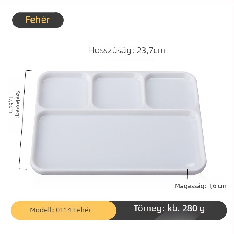 Kimmeli márkájú melamin grill-dip tál, négyzetes, 3–4 rekesz, logó nyomtatva, testreszabás elérhető, underglaze felület, modern minimalista stílus
