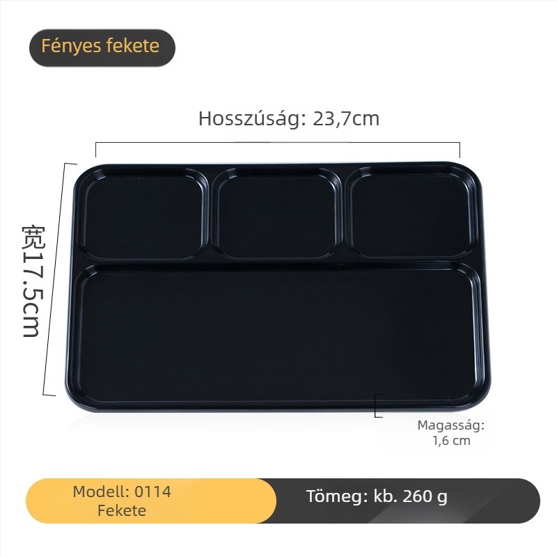 Kimmeli márkájú melamin grill-dip tál, négyzetes, 3–4 rekesz, logó nyomtatva, testreszabás elérhető, underglaze felület, modern minimalista stílus