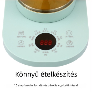 Elektromos üveges teáskanna egészséges főzéshez, Corbier KBE996A, 800W, 220V, érintéses elektronikus termosztát, üvegből készült test, 2–3 adagra