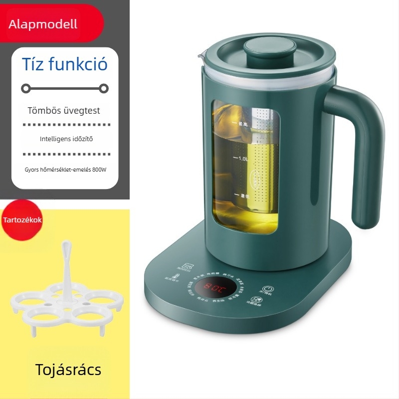 Elektromos üveges teáskanna egészséges főzéshez, Corbier KBE996A, 800W, 220V, érintéses elektronikus termosztát, üvegből készült test, 2–3 adagra