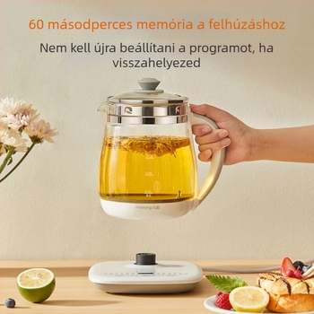 Jiuyang Egészség Teáskanna DGD1506BQ, kapacitás 1-1.5 l, boroszilikát üveg test, érintéses vezérlés, digitális termosztát