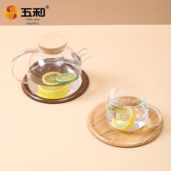 Kör alakú kínai stílusú fa-textúrájú szigetelő asztalterítő, hőálló és égésálló