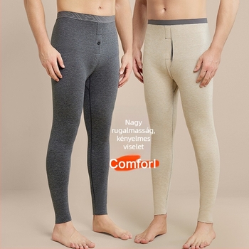 Férfi hosszú fleece-alátétes aláöltözet, testformázó, melegen tartó, poliészter anyag, közepes vastagságú 181-200 g/m2, egyszínű minta