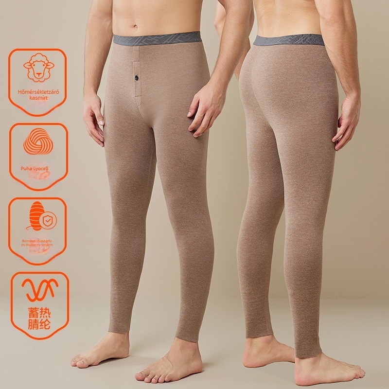 Férfi hosszú fleece-alátétes aláöltözet, testformázó, melegen tartó, poliészter anyag, közepes vastagságú 181-200 g/m2, egyszínű minta