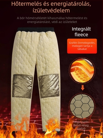 Férfi pamut nadrág őszi–téli szezonra, fleece bélés, egyenes szabás, laza fazon, meleg és kényelmes
