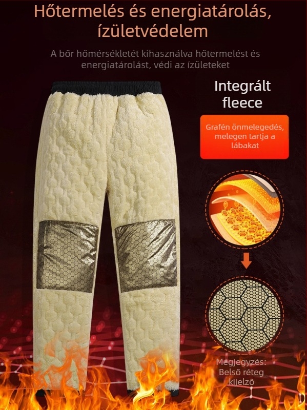 Férfi pamut nadrág őszi–téli szezonra, fleece bélés, egyenes szabás, laza fazon, meleg és kényelmes