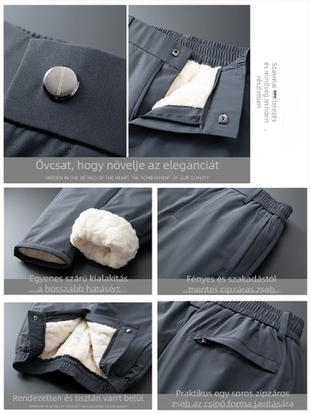 Férfi egyenes szabású nadrág, szélálló, vízálló, fleece béléssel, mikroelasztikus, poliészter-spandex keverék