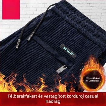 Férfi casual nadrág - kordbársony, béléssel, egyenes szárú, középső derék, húzózsinóros zárás, téli viselet