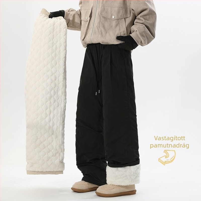 Uniszex téli nylon nadrág fleece béléssel – szélálló, egyenes szabású