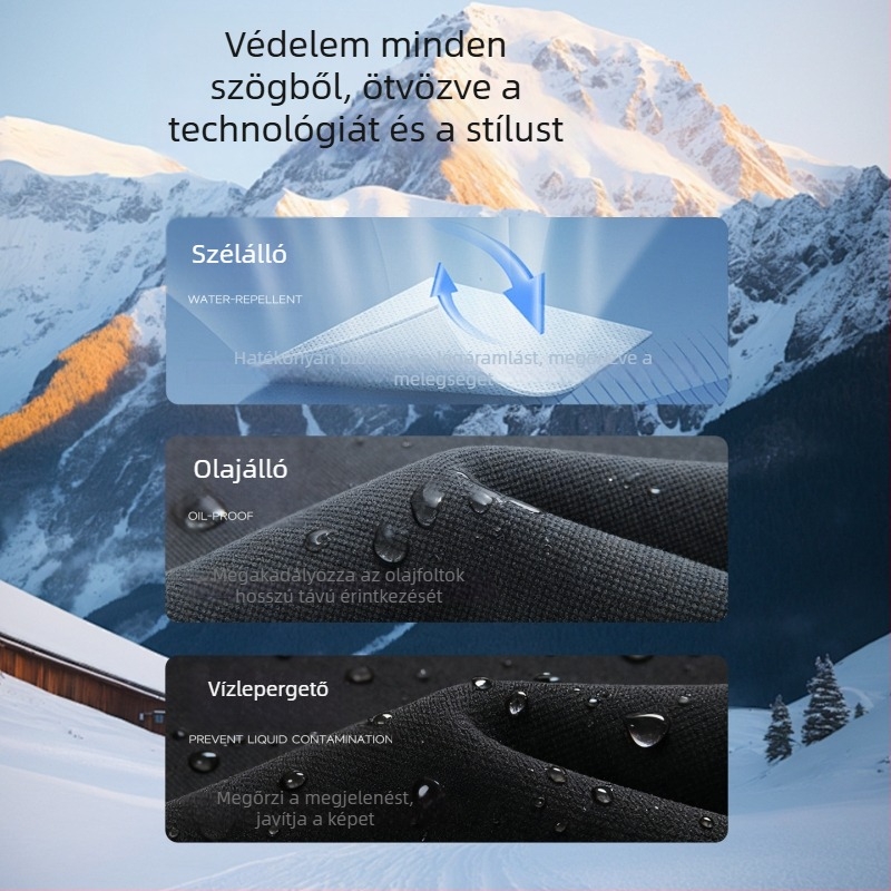 Férfi szélálló fleece-béléses sportnadrág, egyenes szabású, középső derekú, egyszínű, téli fazon