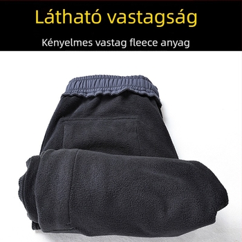Munkaruha-nadrág fleece béléssel, egyenes szabású, középtalpas derékkal és övvel, elasztikus poliészter anyag, téli