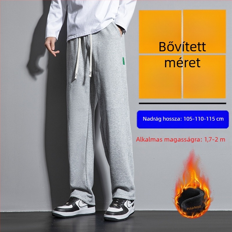 Férfi téli fleece-belsővel ellátott nadrág, laza szabás, egyenes szár, pamut-keverék 60%