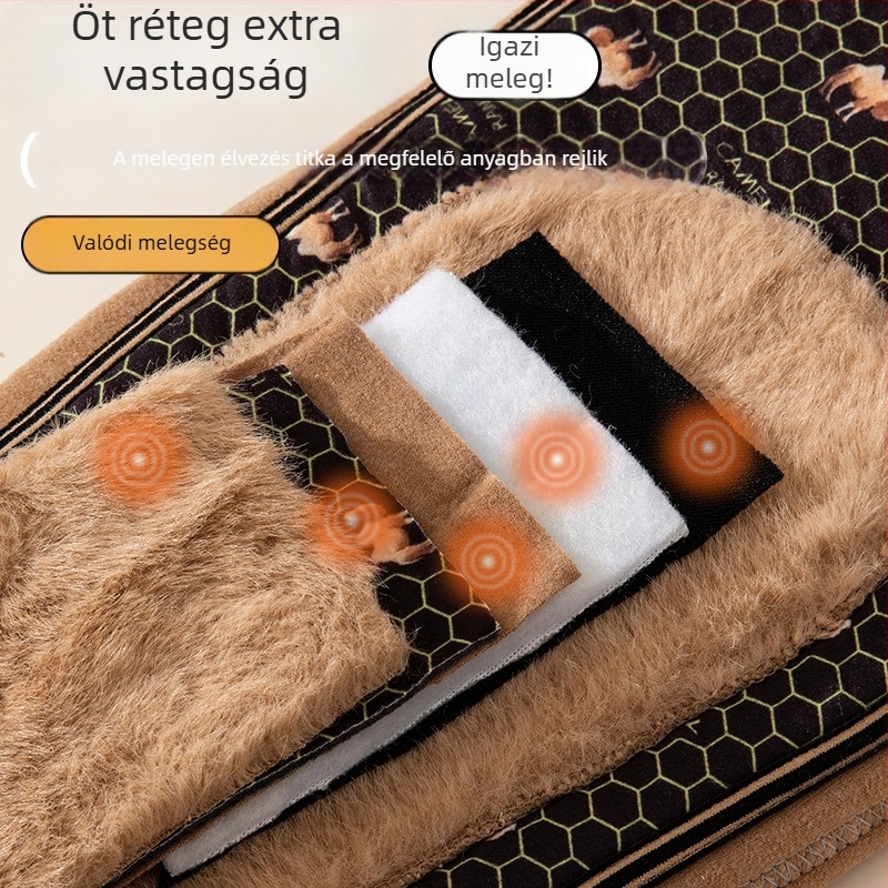 Férfiaknak szóló extrán vastag fleece-béléssel ellátott termo nadrág, magas derék, háromrétegű kationikus poliészter, velúr bélés, télen melegen tart