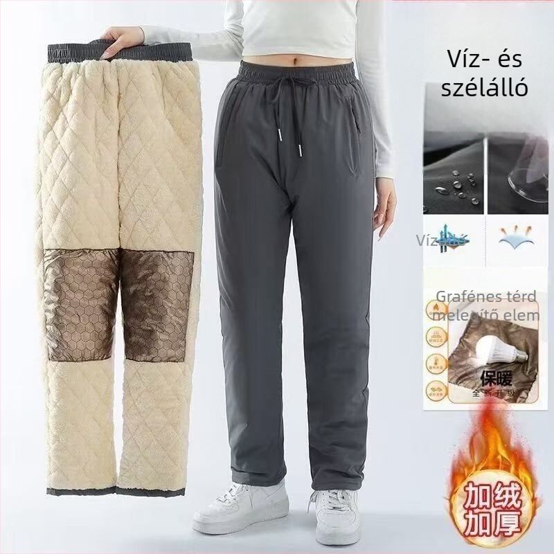 Férfi téli sportnadrág fleece-béléssel, szabad szabású, középmagas derék, húzózsinór zárás, poliészter anyag