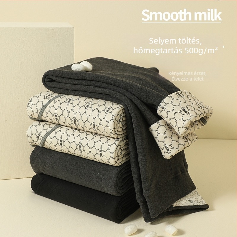 Férfi selyem termo nadrág, velúr béléssel, térd- és derékvédővel, 9/10 hossz, egy réteg, poliészter