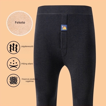 Férfi téli nadrág fleece béléssel, ultra vastag 301–350 g/m², magas derekú, dupla rétegű Poliészter meleg nadrág