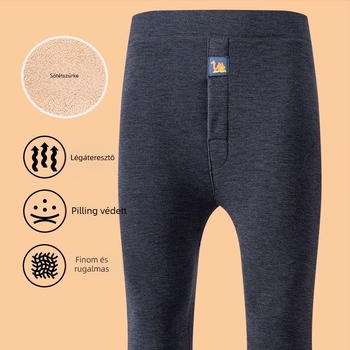 Férfi téli nadrág fleece béléssel, ultra vastag 301–350 g/m², magas derekú, dupla rétegű Poliészter meleg nadrág