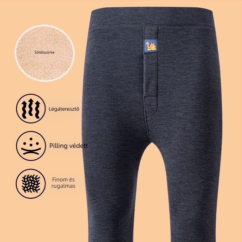 Férfi téli nadrág fleece béléssel, ultra vastag 301–350 g/m², magas derekú, dupla rétegű Poliészter meleg nadrág