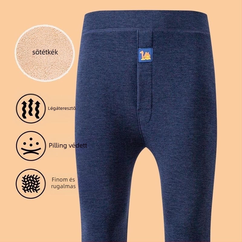 Férfi téli nadrág fleece béléssel, ultra vastag 301–350 g/m², magas derekú, dupla rétegű Poliészter meleg nadrág