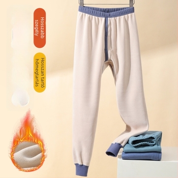 Tinédzser fiúk meleg fleece-belélt nadrág – poliészter anyag, vastag, egyszínű, hosszú szárú.