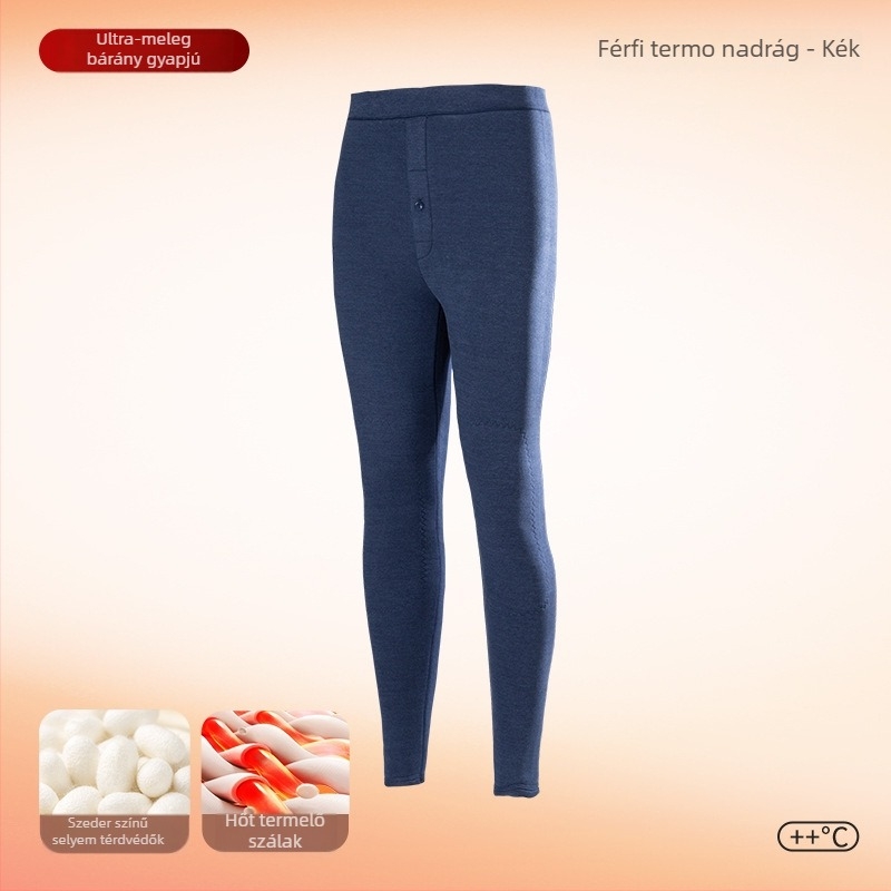 Uniszex fleece bélelt thermo nadrág téli alapréteghez, poliészter anyag, 90–95% poliészter, vastagság 201–250 g/m2