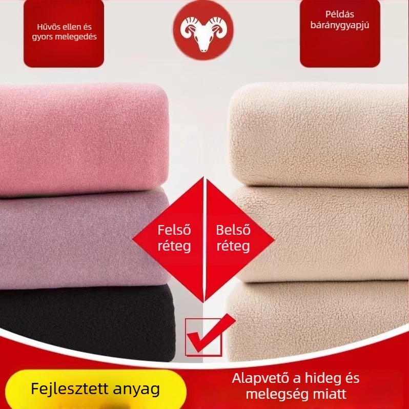 Uniszex termosz nadrág juh gyapjú plüss béléses, dupla rétegű fűtés, kationos anti-pilling anyag