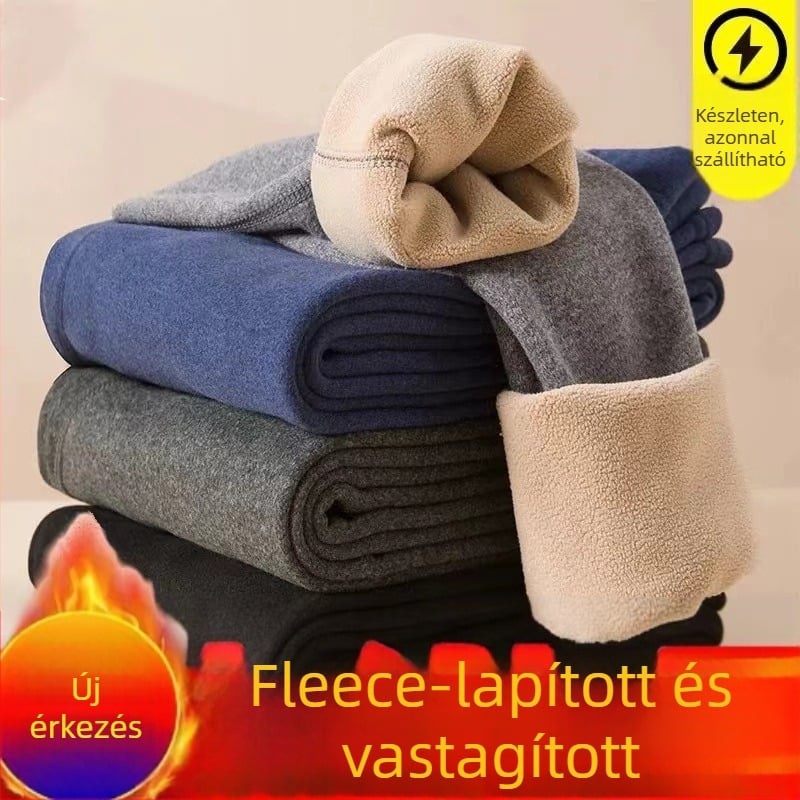 Uniszex termosz nadrág juh gyapjú plüss béléses, dupla rétegű fűtés, kationos anti-pilling anyag