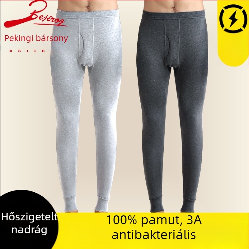 Férfiak számára 100% pamutból készült termo nadrág, varrat nélküli, 201–250 g/m², melegen tart, testformázó