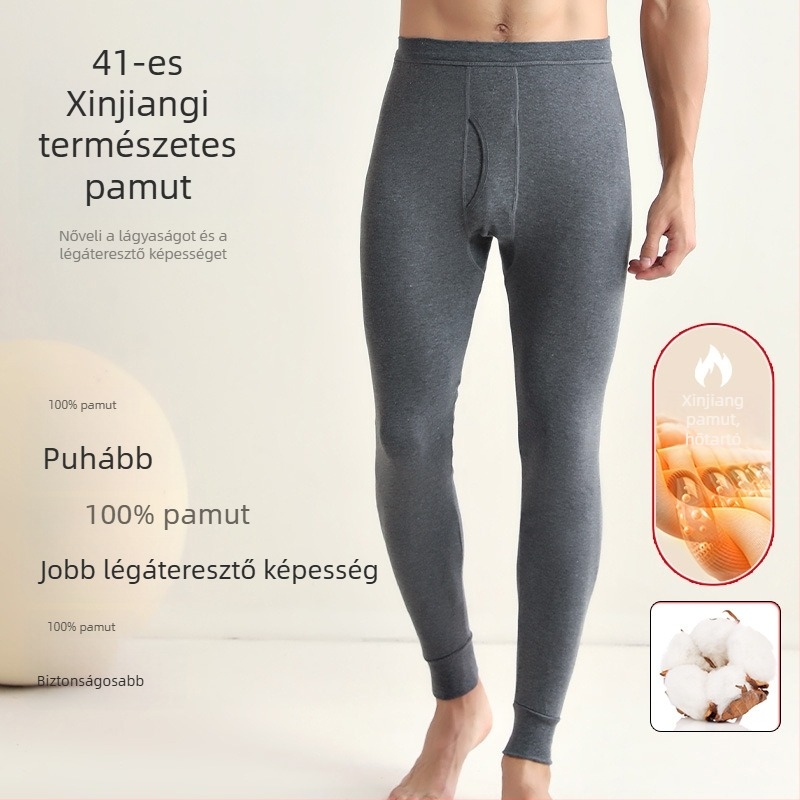 Férfiak számára 100% pamutból készült termo nadrág, varrat nélküli, 201–250 g/m², melegen tart, testformázó