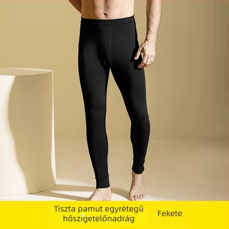 Férfi pamut melegítőalsó, rövidített hossz, egyszínű, egy rétegű, közepes vastagságú 161–180 g/m2