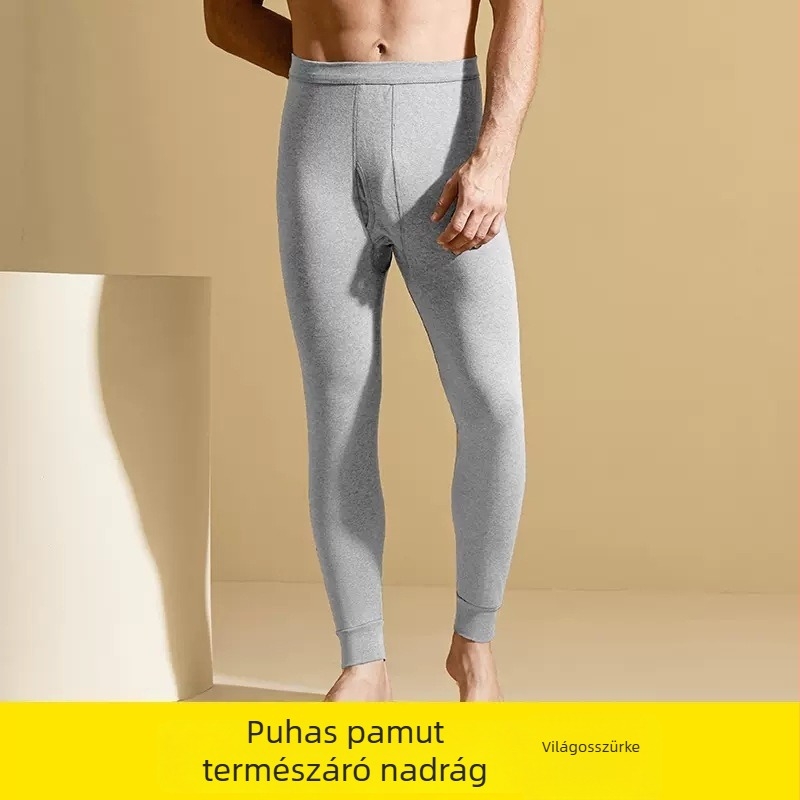 Férfi pamut melegítőalsó, rövidített hossz, egyszínű, egy rétegű, közepes vastagságú 161–180 g/m2