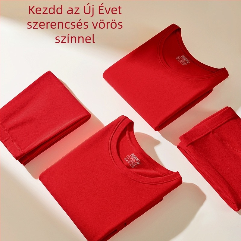 Uniszex pamut termikus alsóruha készlet kapucnival, hosszú ujjú, kerek nyakú, varratmentes